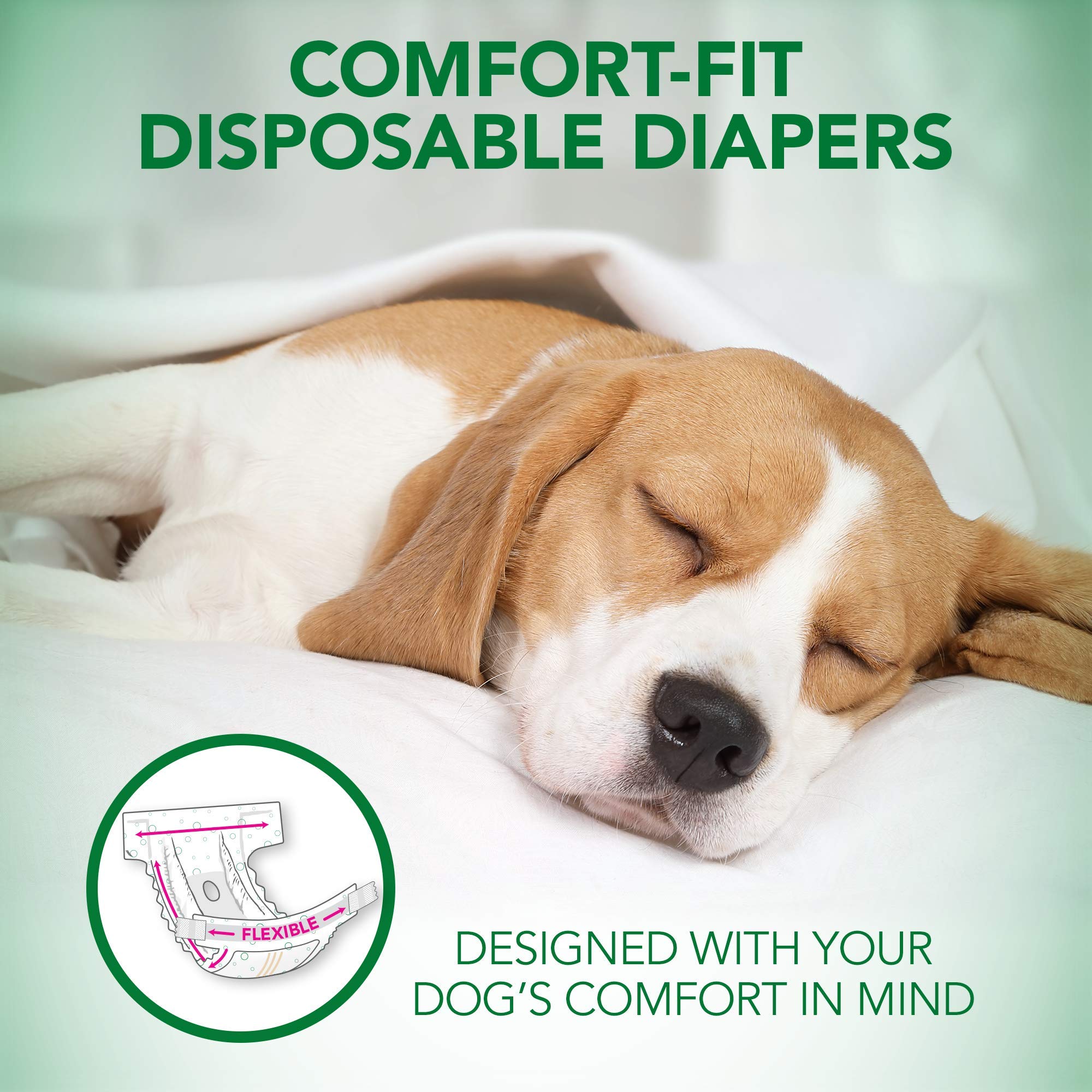Vet's Best Comfort-Fit diaper with fur-safe fasteners for a gentle, adjustable fit.