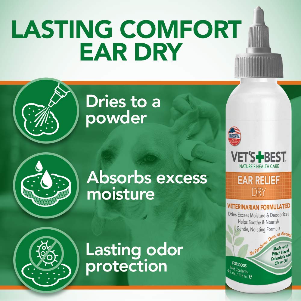 Ingredientes naturales de Vet's Best para el cuidado de oídos.
