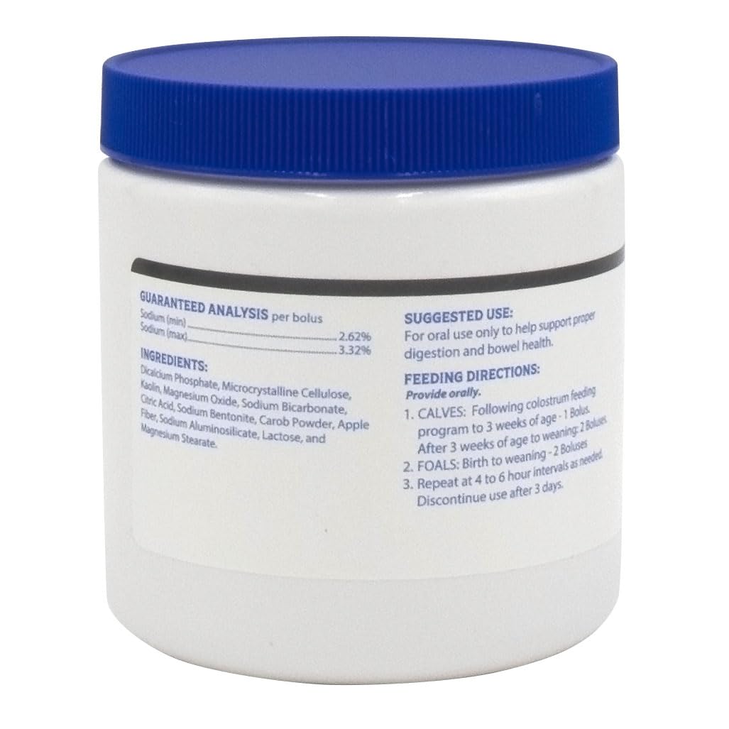 Closeup of Vet's Plus Bolus jar opening showing non-infectious diarrhea relief use