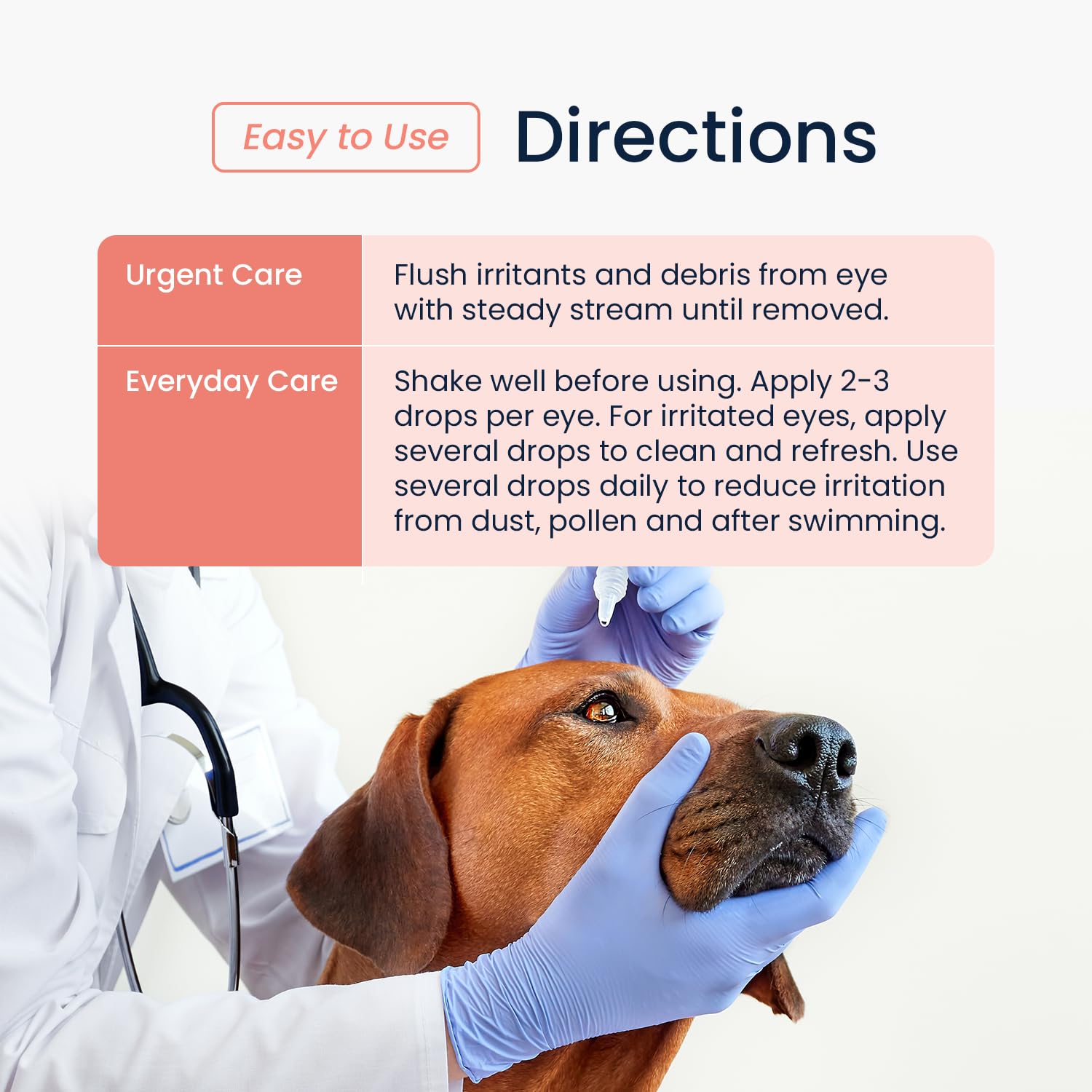 Vets Preferred Eye Cleaner removes pollen and dirt for clearer eyes.