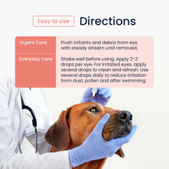 Vets Preferred Eye Cleaner removes pollen and dirt for clearer eyes.