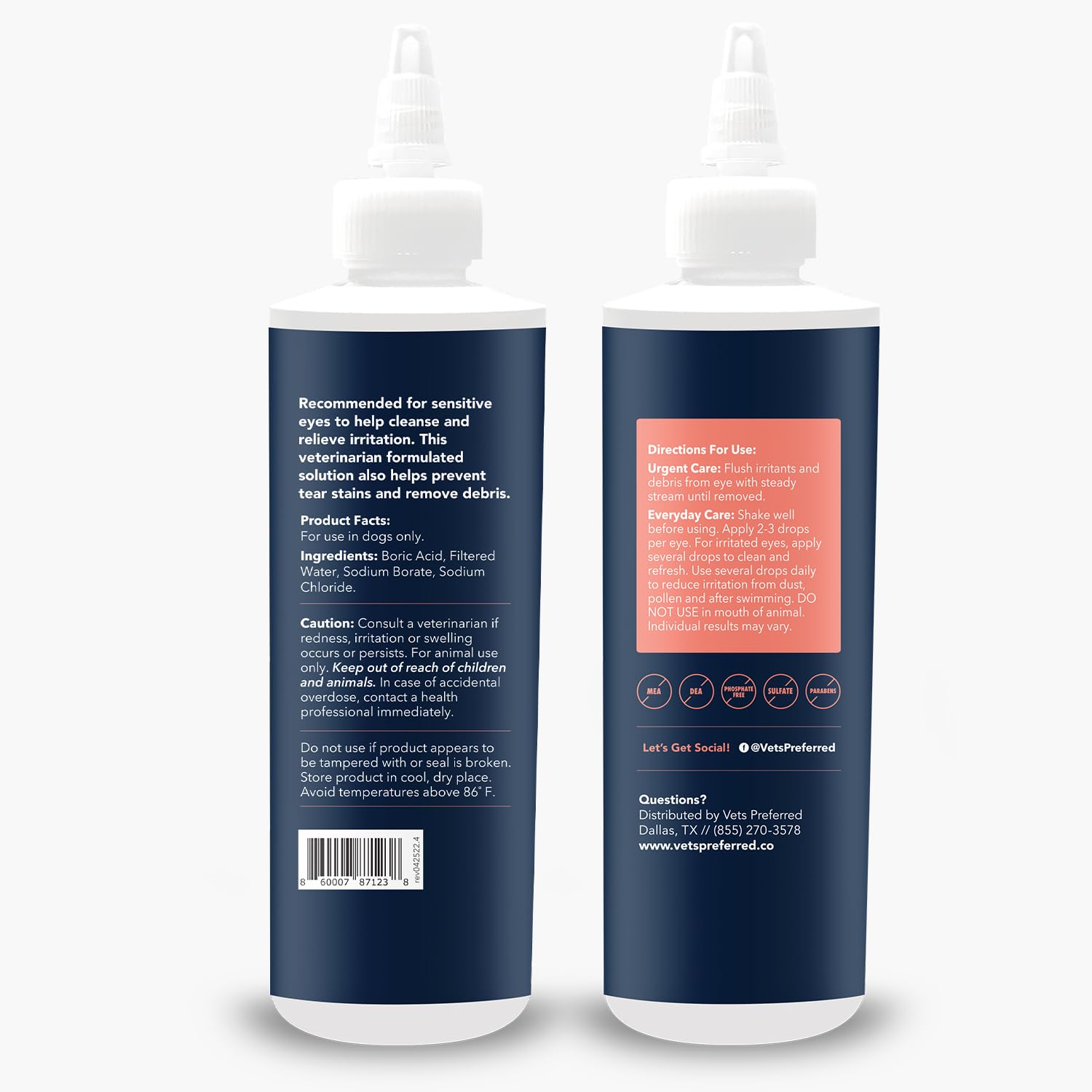 Vets Preferred Eye Cleaner removes eye crust for cleaner eyes.