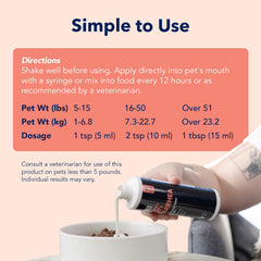 Vets Preferred mix-with-food dog image demonstrates easy administration and daily use