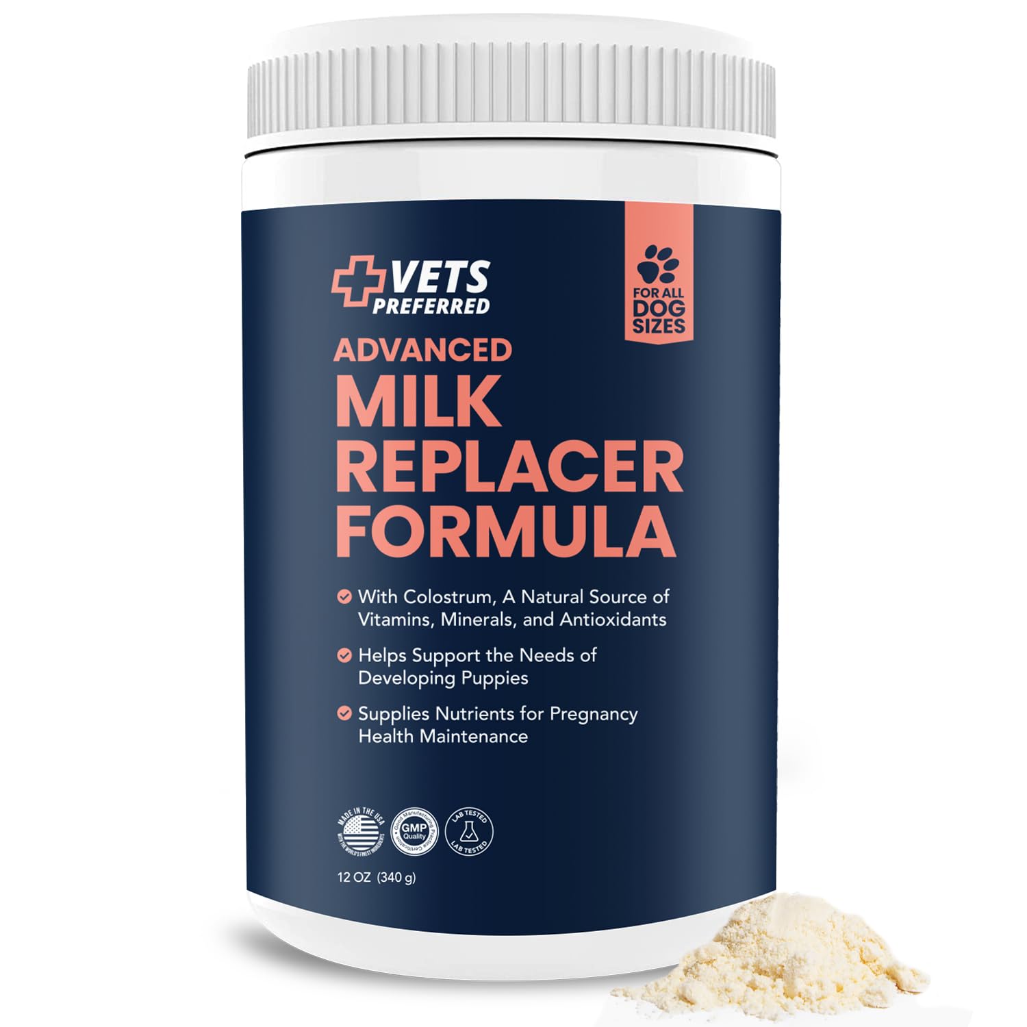 Vets Preferred Puppy Milk growth-support formula used with curious puppies