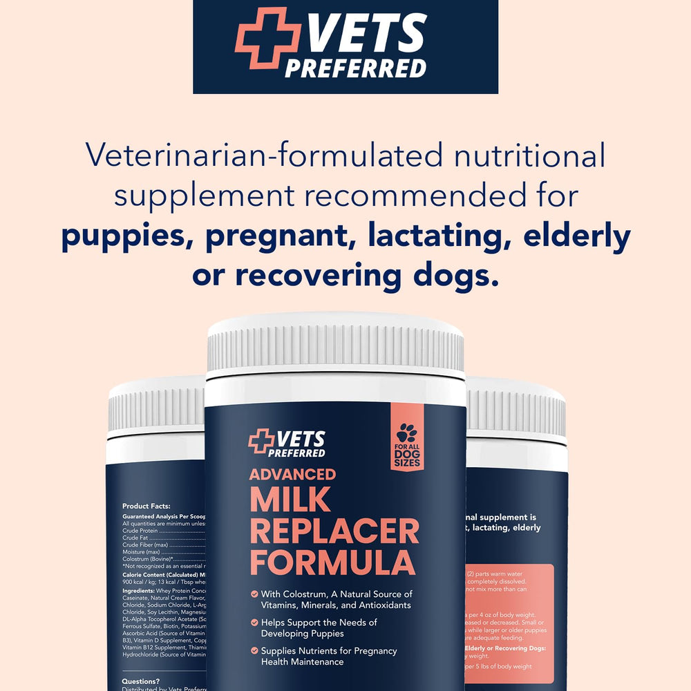 Vets Preferred Puppy Milk puppy feeding bowl highlights ready-to-feed option