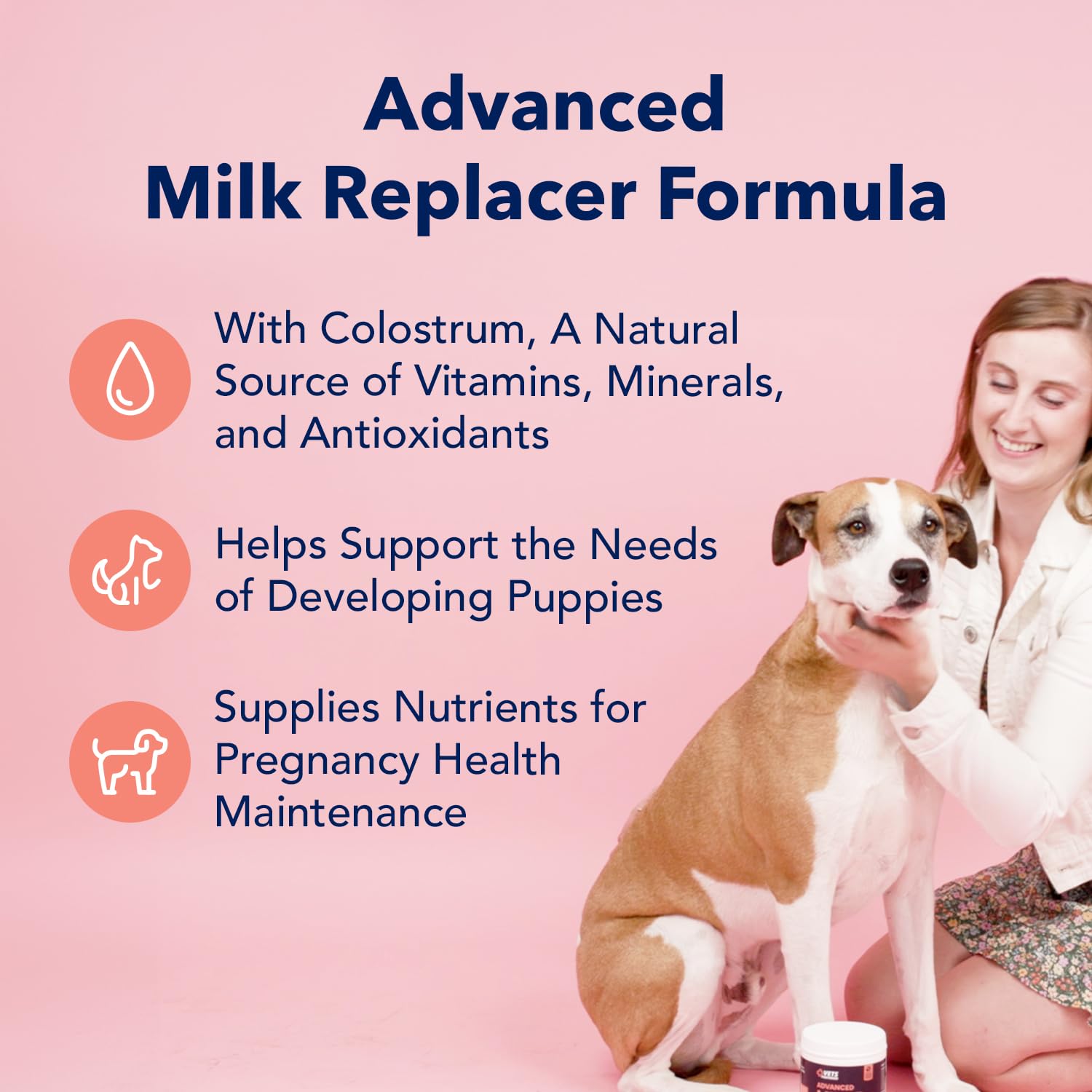 Vets Preferred Puppy Milk scoop measuring demonstrates easy mixing for caregivers