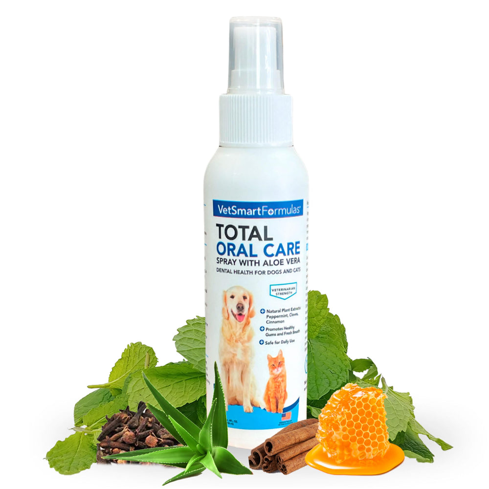 VetSmart Formulas dog breath freshener bottle for quick, fresh pet breath.