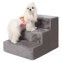 Vfrog dog stairs 13in 3-step front view promotes easy couch access.