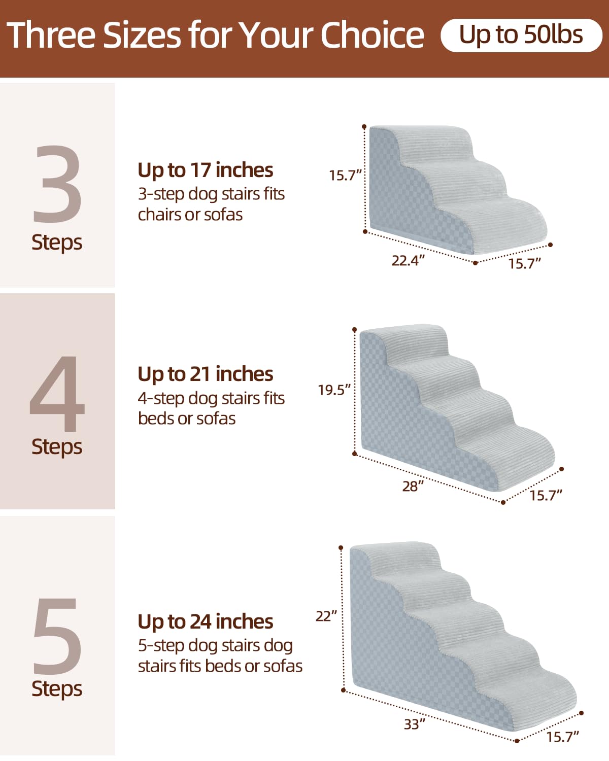 Vfrog 3-step puppy-grey-color shows color and style suitable for living spaces.