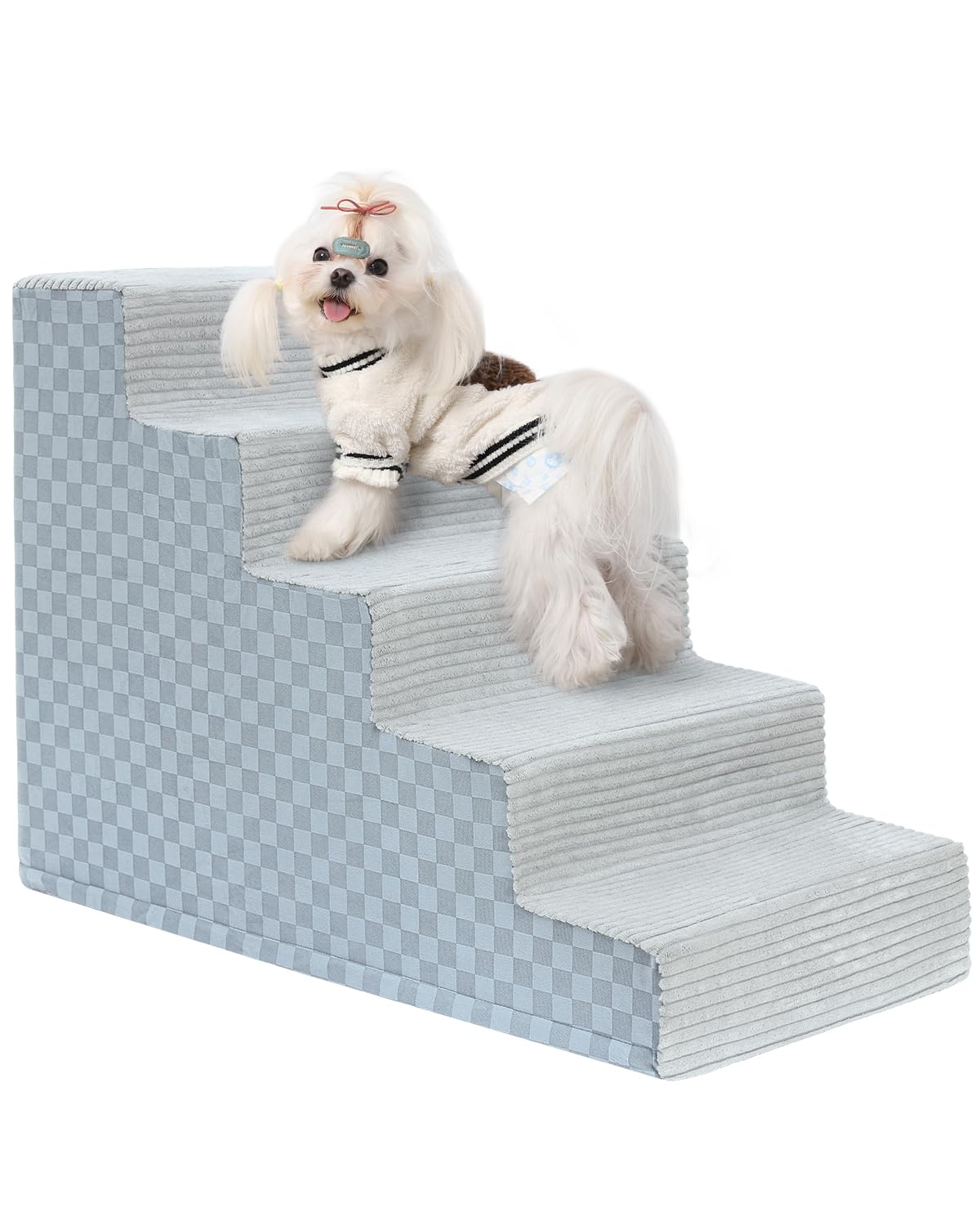 Vfrog Dog Stairs 5-step foam close-up shows sturdy high-density support for small dogs