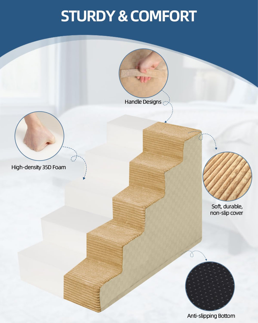 Vfrog dog stairs washable cover for simple cleaning