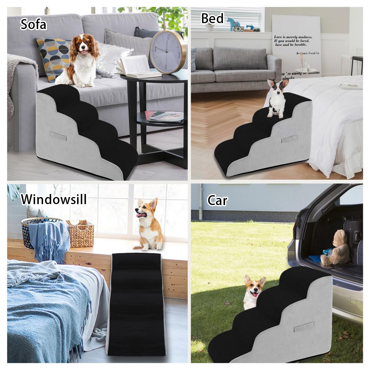 Vhaso dog stairs removable cover allows easy washing between uses