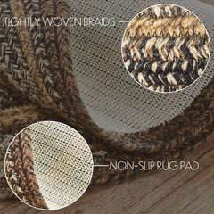 VHC Brands Espresso bone-shaped rug with bowls helping contain messes.