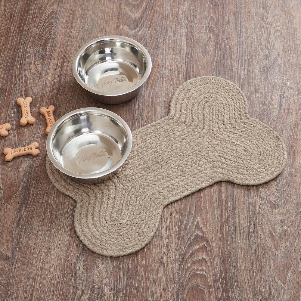 VHC Brands pet food mat natural small closeup texture supports easy spill cleanup
