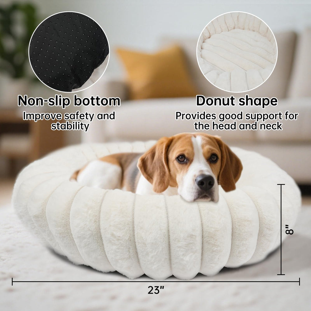 Vhen When Donut Bed anti-slip base keeps pets secure on slick floors