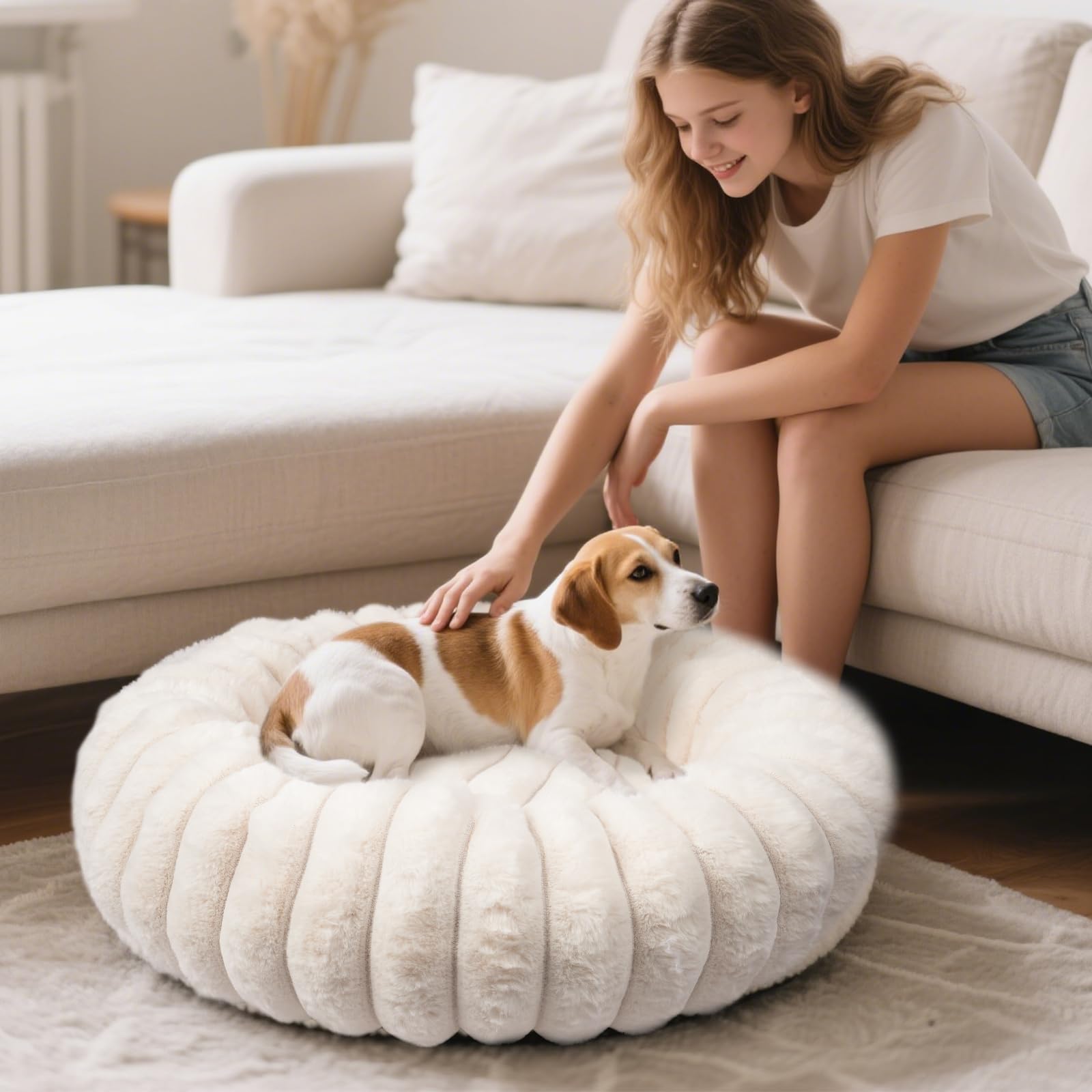 Vhen When Donut Bed white color suits modern home decor