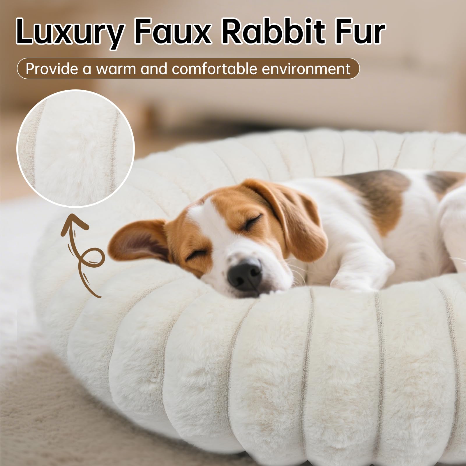 Vhen When Donut Bed raised edge supports neck and head for comfortable rest