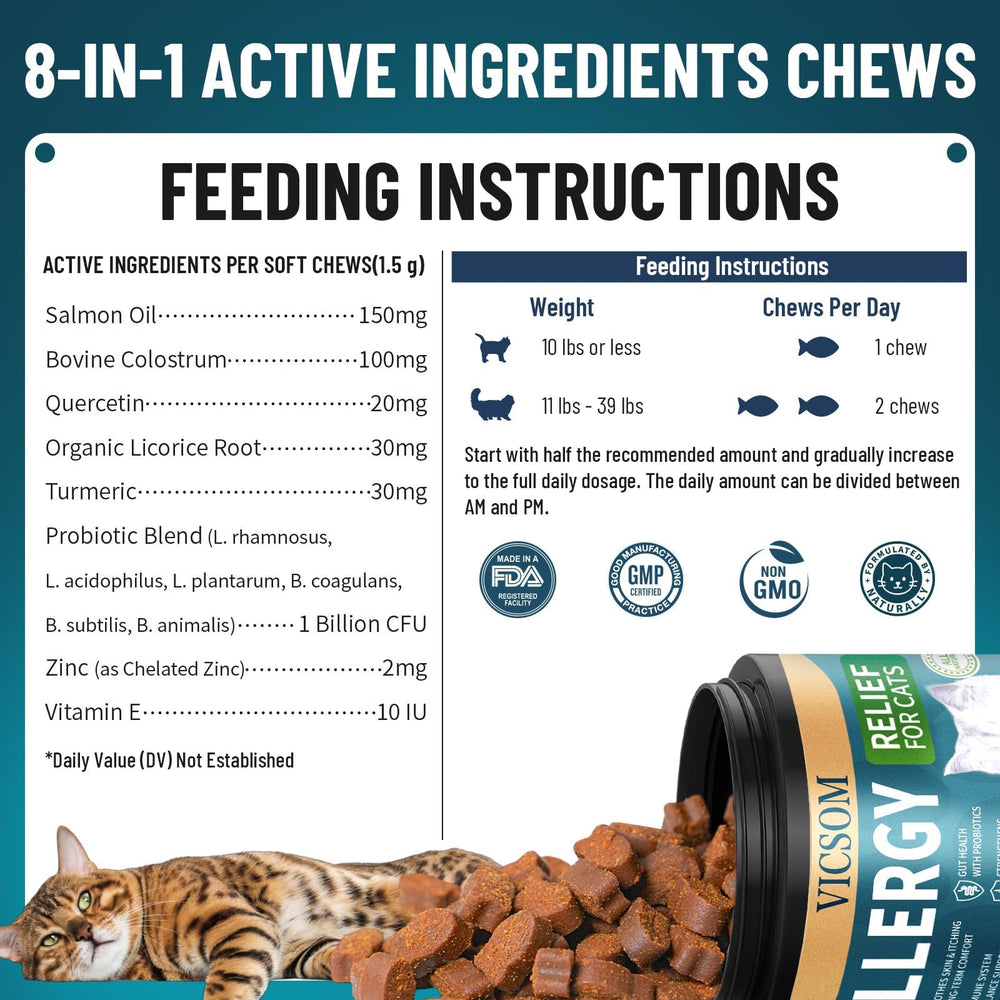 VICSOM senior-friendly formula shown for older cats' daily comfort.