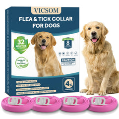VICSOM 4-pack dog flea collars deliver long-lasting flea prevention for pets.