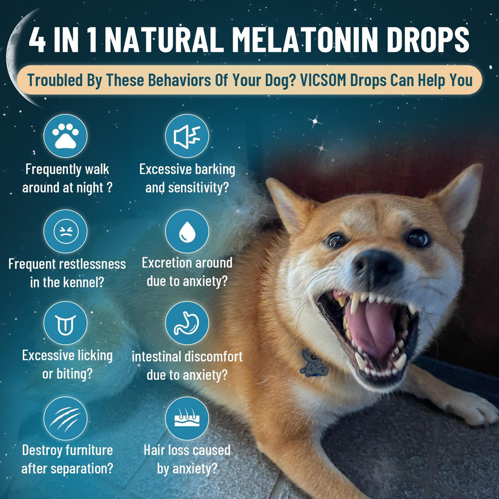 VICSOM dog melatonin drops puppy calming support in nightly routines.