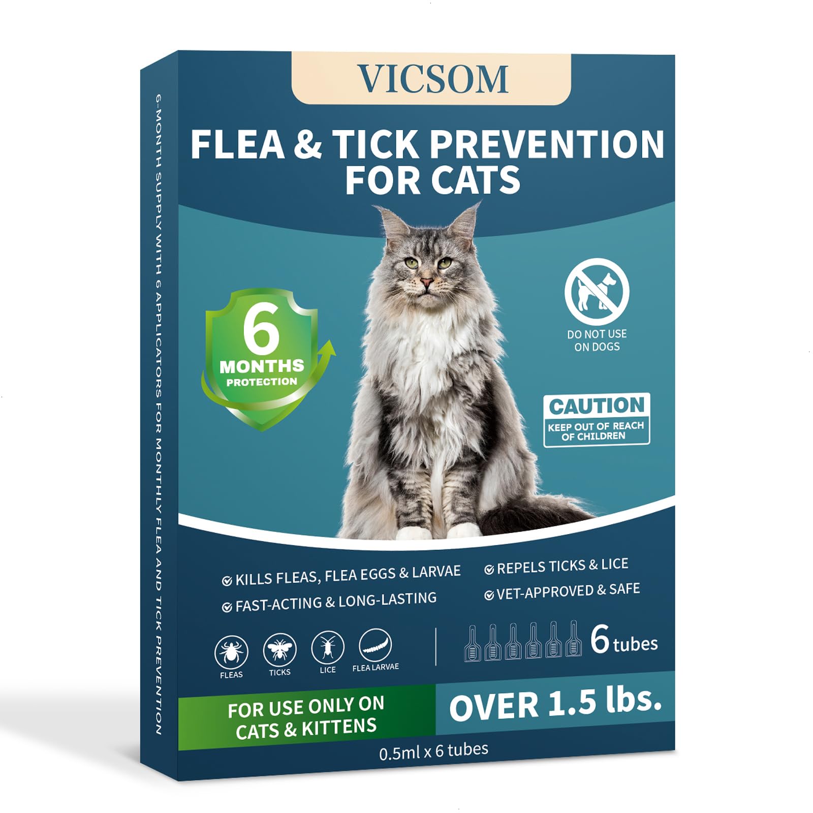 VICSOM flea-treatment-application for cats shows quick, easy topical use against fleas and ticks.