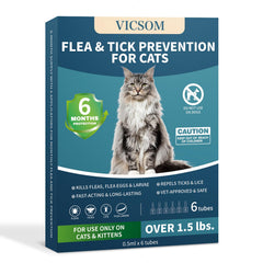 VICSOM flea-treatment-application for cats shows quick, easy topical use against fleas and ticks.
