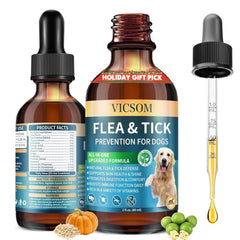 VICSOM natural flea-tick drops bottle for dog preventive care and easy dosing
