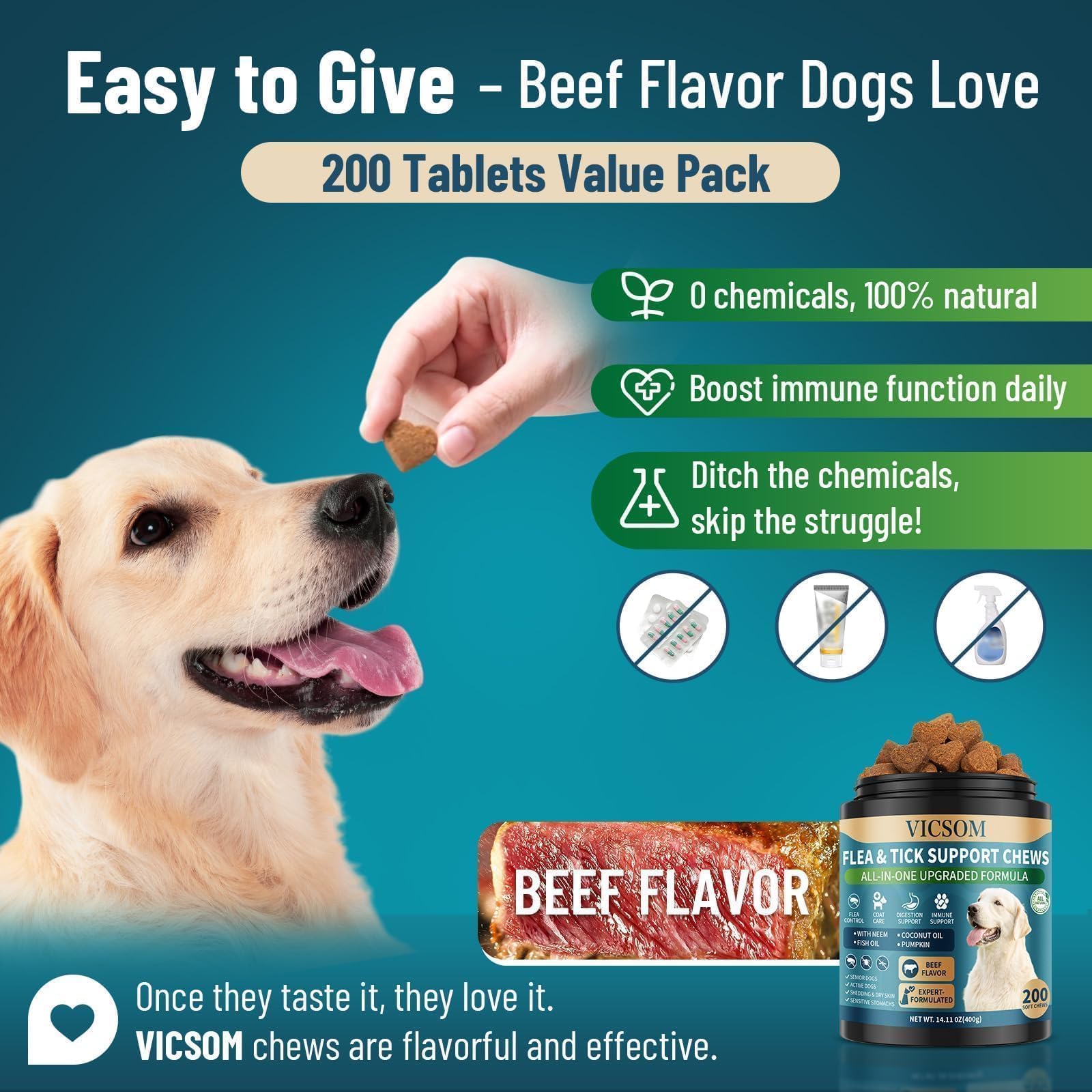 VICSOM natural ingredients neem coconut oil—gentle flea and tick support
