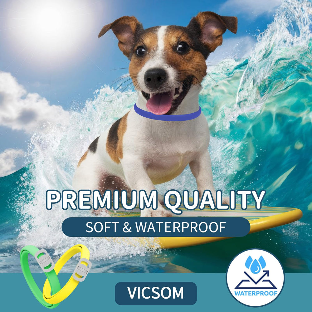 VICSOM natural oils close-up shows safe, fragrant flea collar for gentle pest prevention.