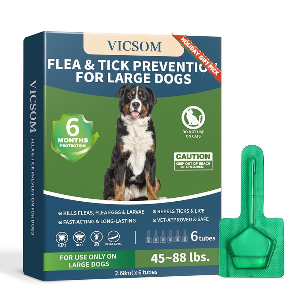VICSOM six-month supply box shows durable packaging for steady flea and tick prevention