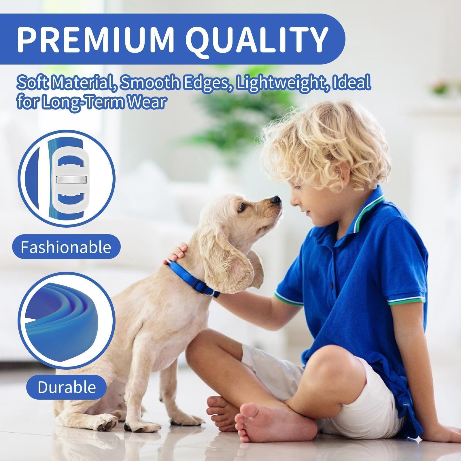 VICSOM waterproof collar material image emphasizing rain and swim-ready protection.