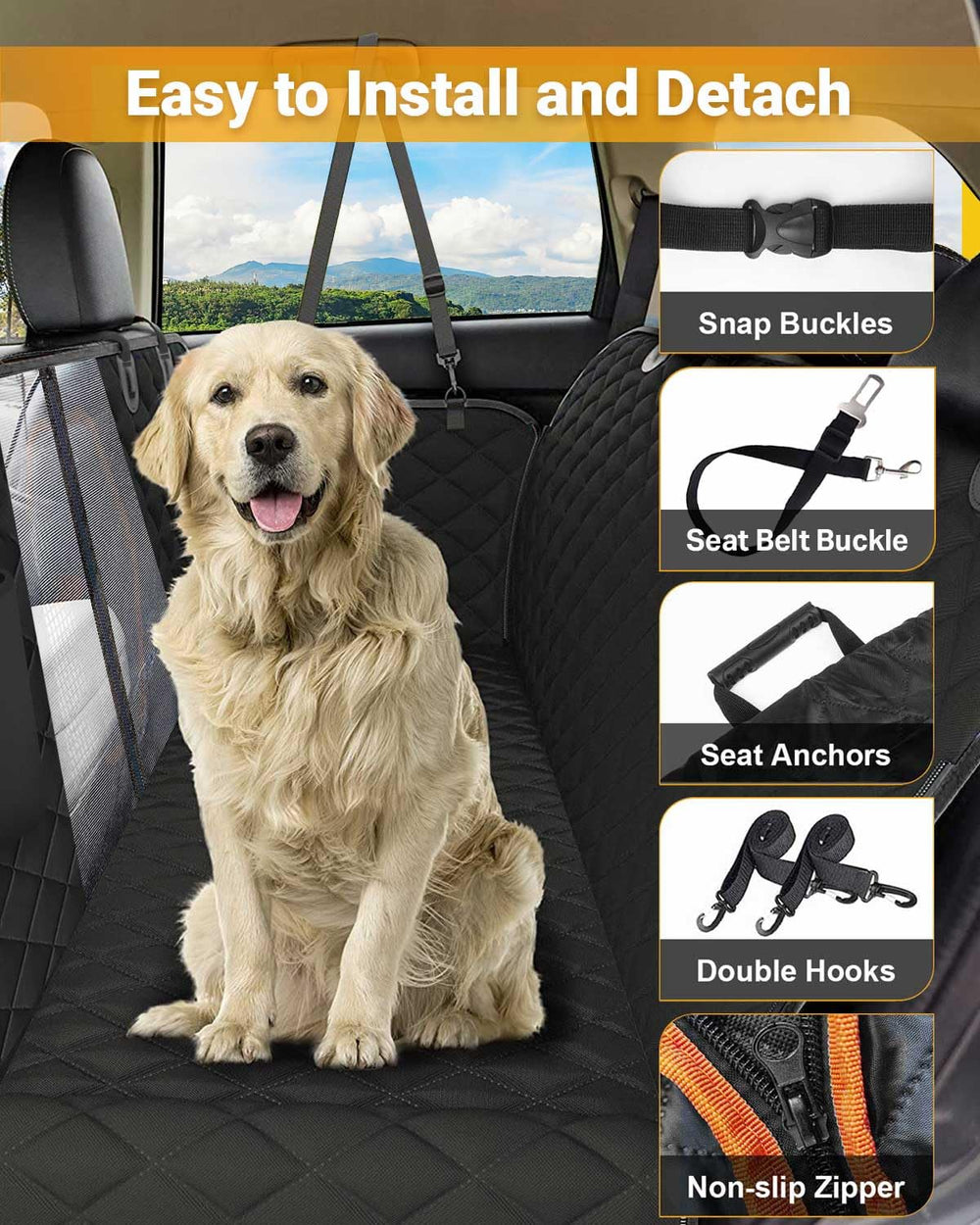 Victoper dog car seat cover nonslip underside keeps the seat in place on rough roads