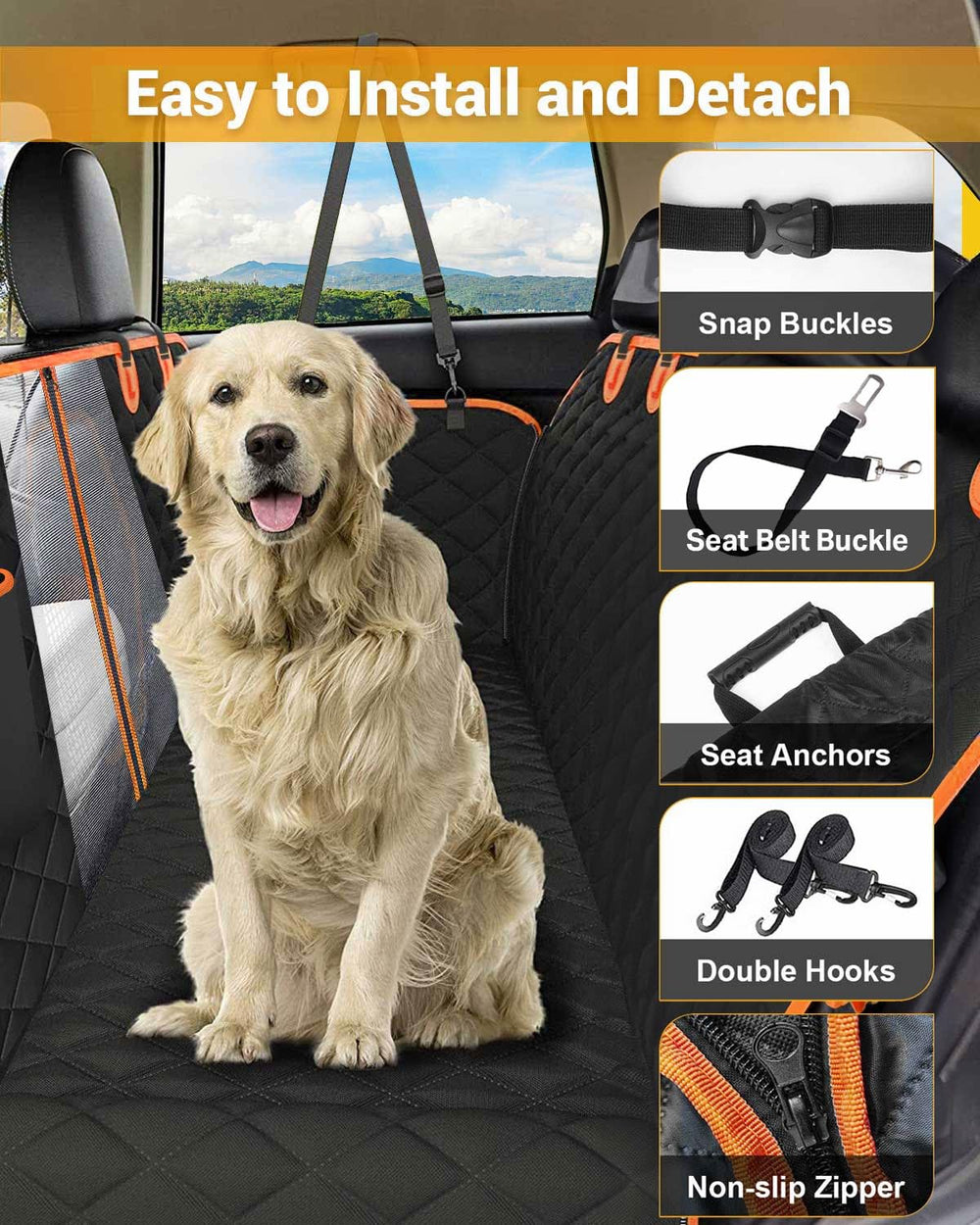 Victoper dog seat cover mesh window provides pet visibility and comfort.