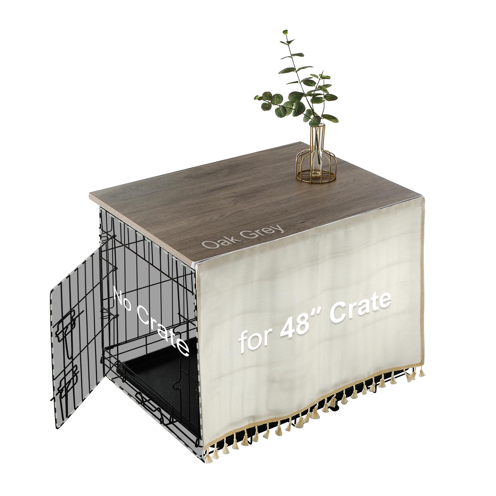 VIE DE AMAN dog crate topper wood 48in for a sturdy furniture-ready crate upgrade.
