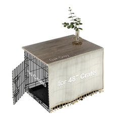 VIE DE AMAN dog crate topper wood 48in for a sturdy furniture-ready crate upgrade.