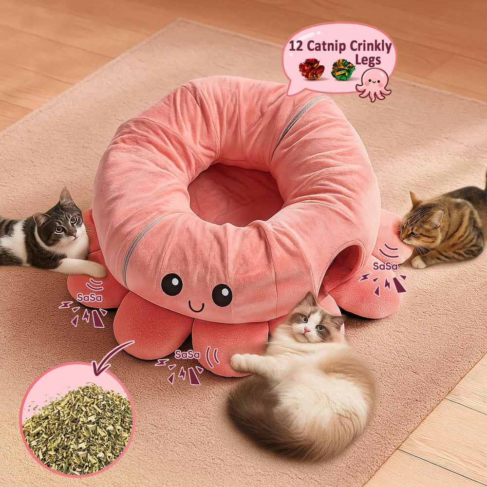 VIEFIN Cat Tunnel Bed soft cushion made of PP cotton for plush comfort.
