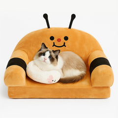 VIEFIN Cute Bee Cat Couch bee-shaped design invites playful lounging and cozy naps.