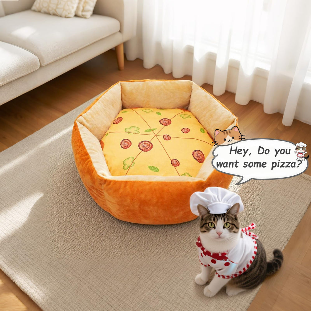 VIEFIN pizza cat bed with catnip fish toys encourages play and bonding.