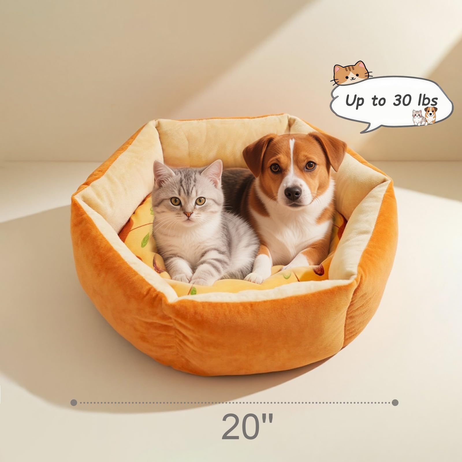 VIEFIN pizza cat bed in living room complements modern home decor.