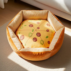 VIEFIN pizza cat bed top view shows spacious 20-inch diameter for small pets.