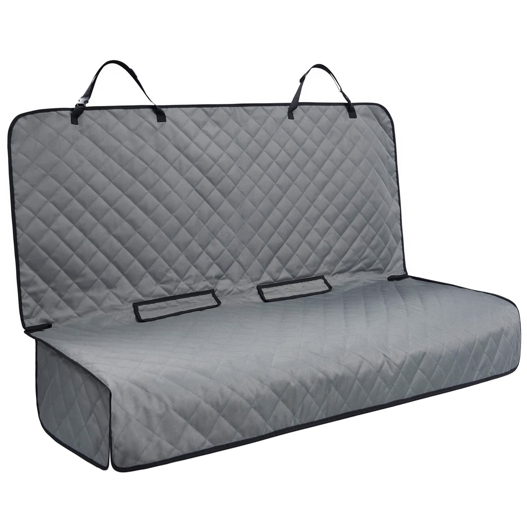 ViewPets bench car seat cover grey front view protects upholstery from fur and spills.