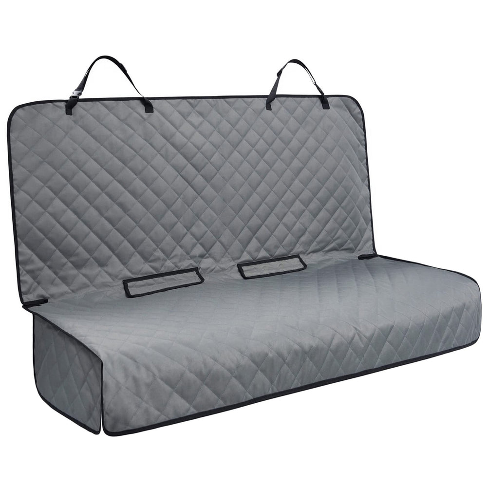 ViewPets bench car seat cover grey front view protects upholstery from fur and spills.