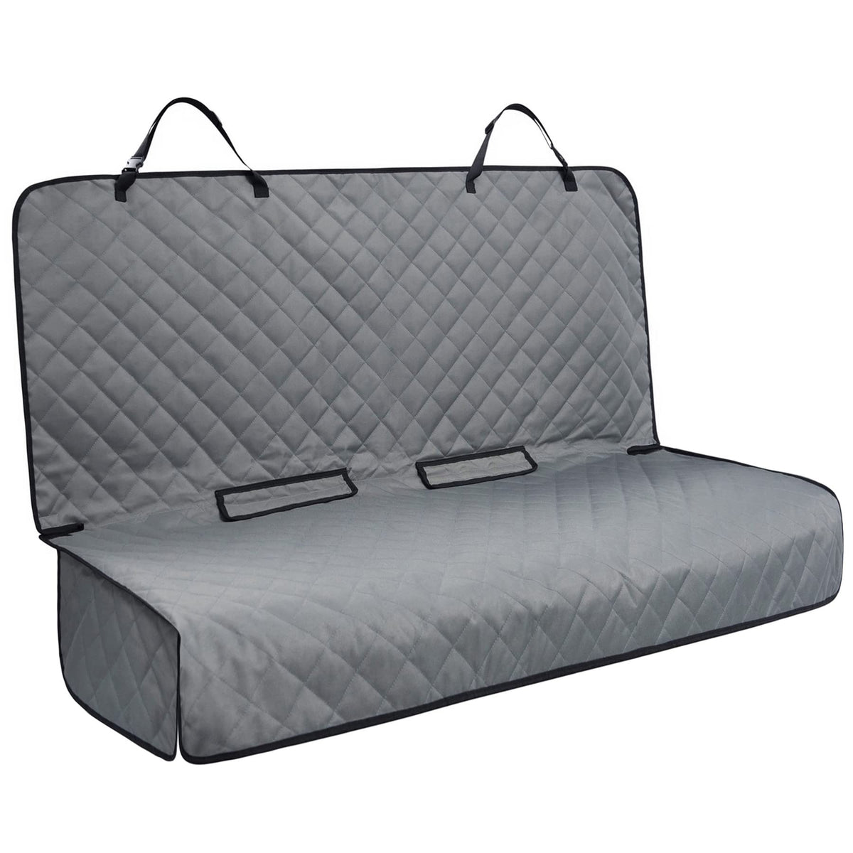 ViewPets bench car seat cover grey front view protects upholstery from fur and spills.