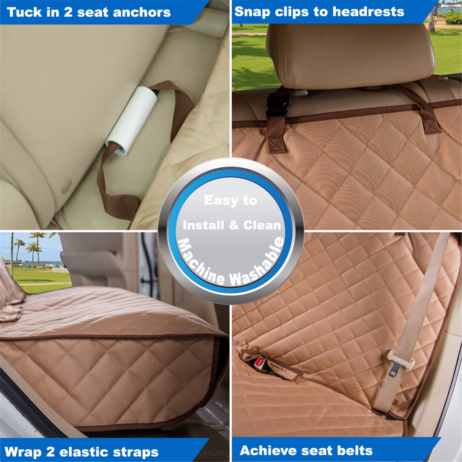 VIEWPETS Bench Seat Cover elastic straps enable quick, tool-free installation