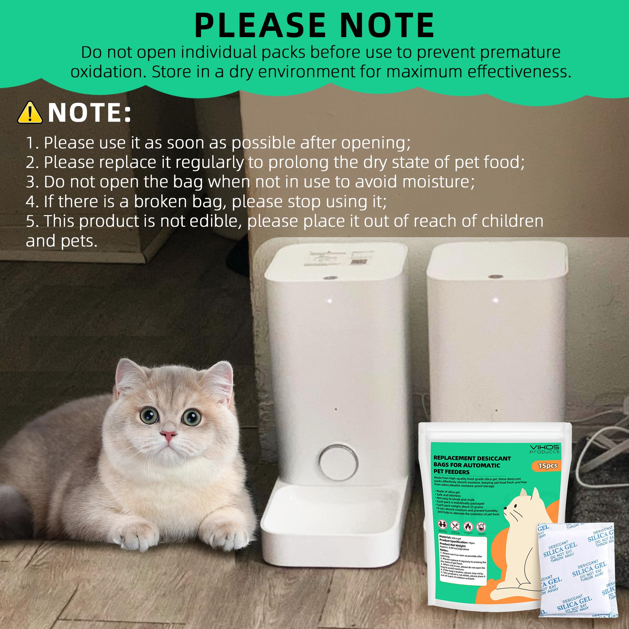 VIKOS bags in a pet feeder promote continuous dryness.