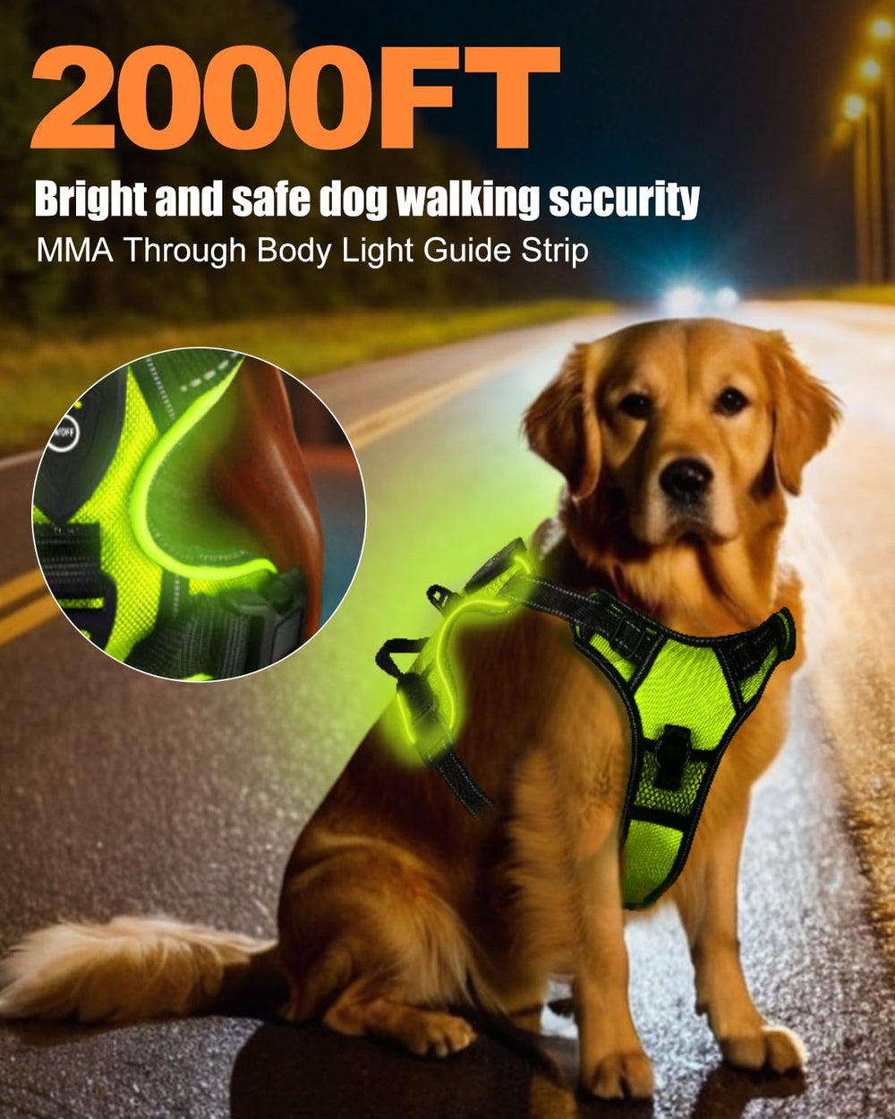 Villabliss Light Up Dog Harness adjustable chest straps for a comfortable fit