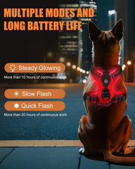 Villabliss light-up dog harness back view showing secure fit and durable straps.
