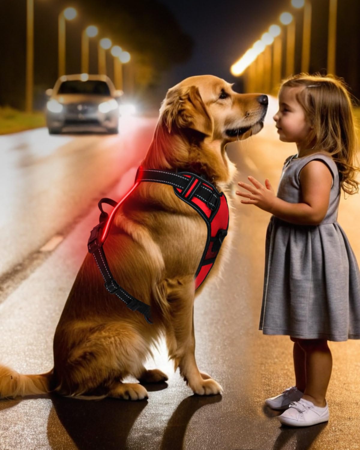 Villabliss Light Up Dog Harness Oxford cloth construction and secure buckles design.
