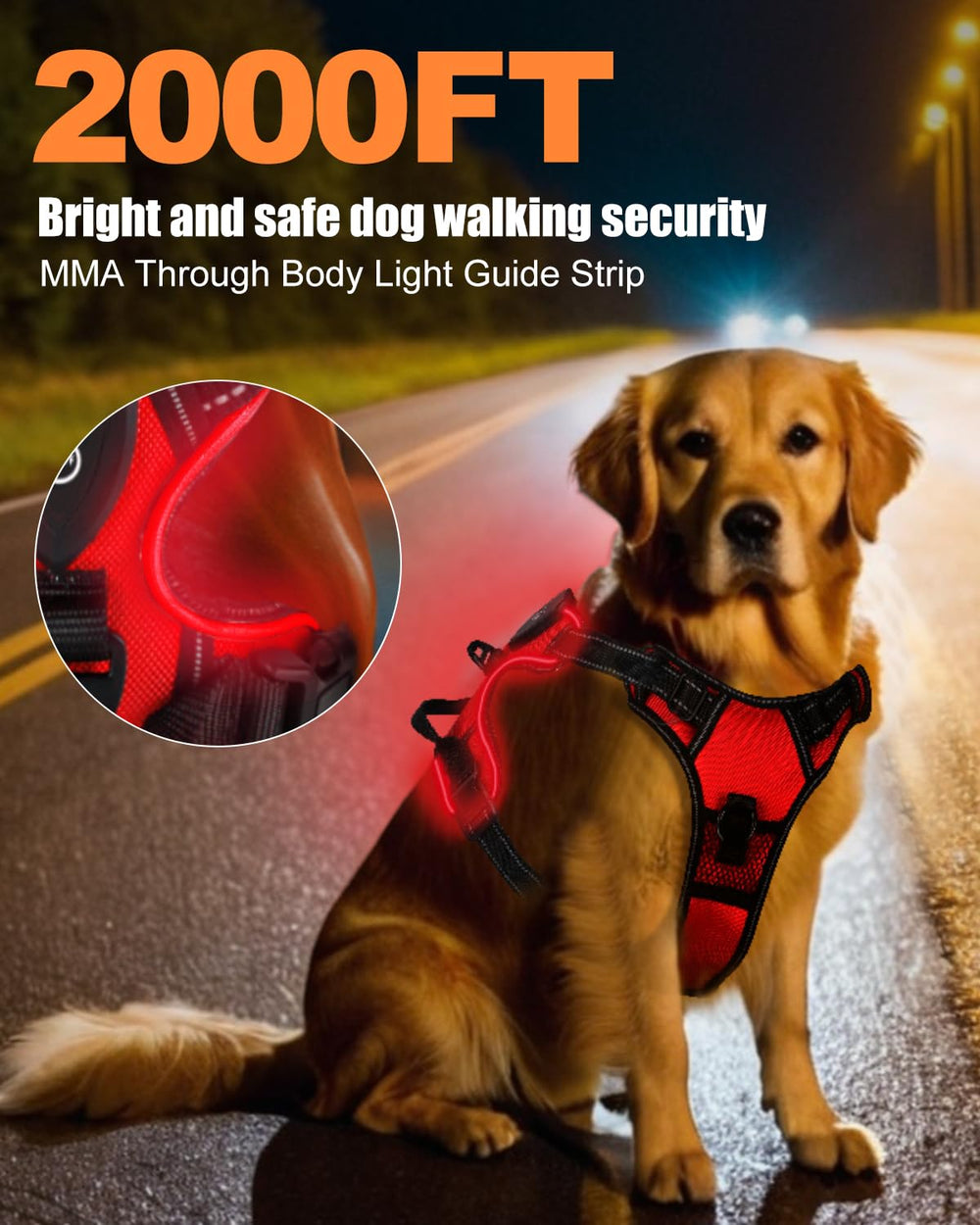 Villabliss light up dog harness LED modes showcase fast, slow, and steady lighting options.