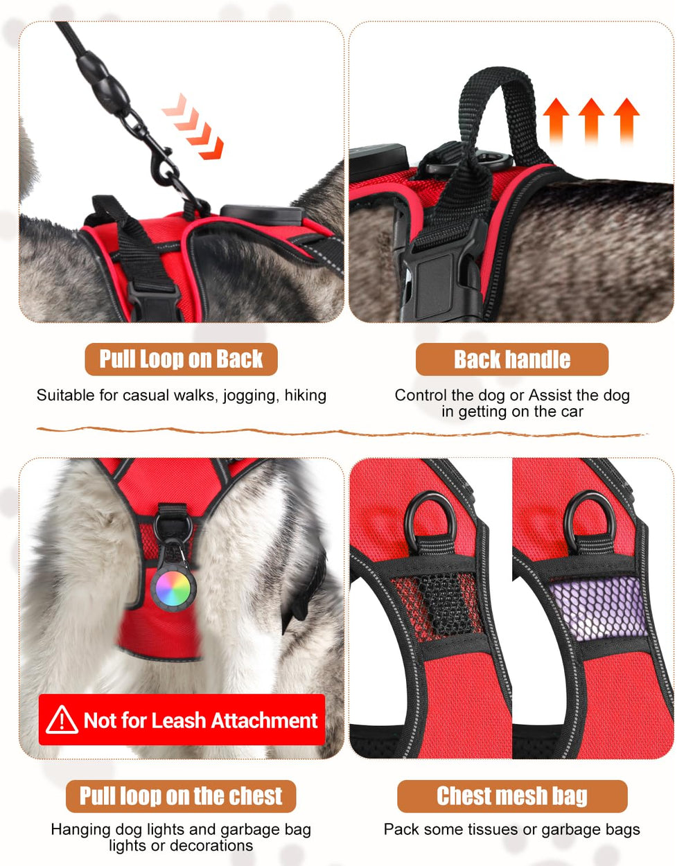 Villabliss light up dog harness reflective stitching boosts night safety and durability.
